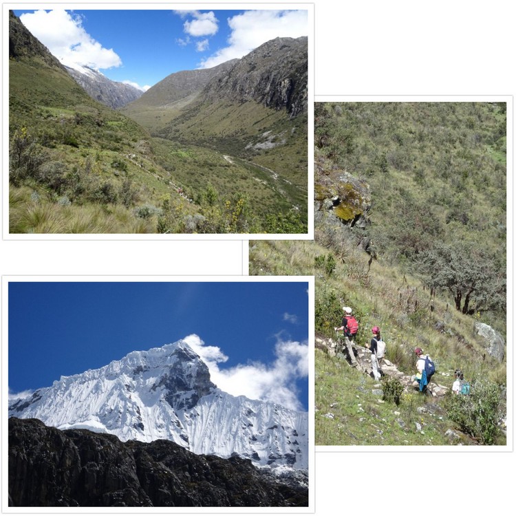 Début de la montée vers la Laguna 69 et vue sur le fond de la vallée du Rio Ranrahirca