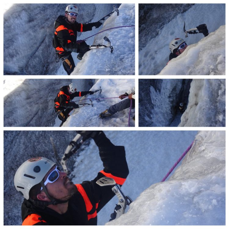 On s'amuse ! Cascade de glace à 4900m... c'est dur !