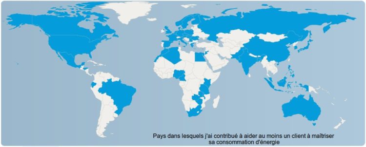 Liste des pays où j'ai installé au moins une comptabilité énergétique