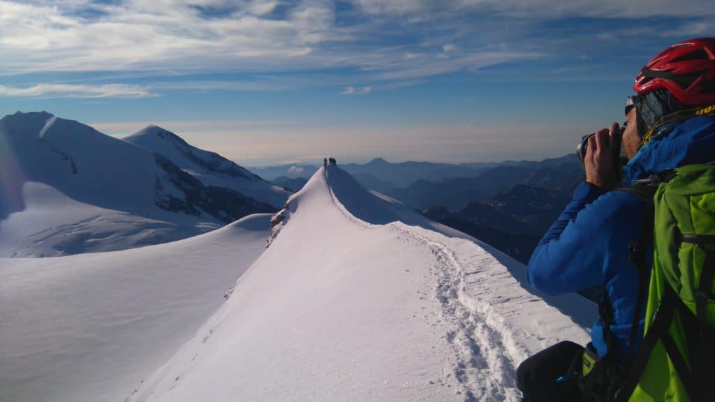 David concentré au sommet de la Punta Castore - 4223 m