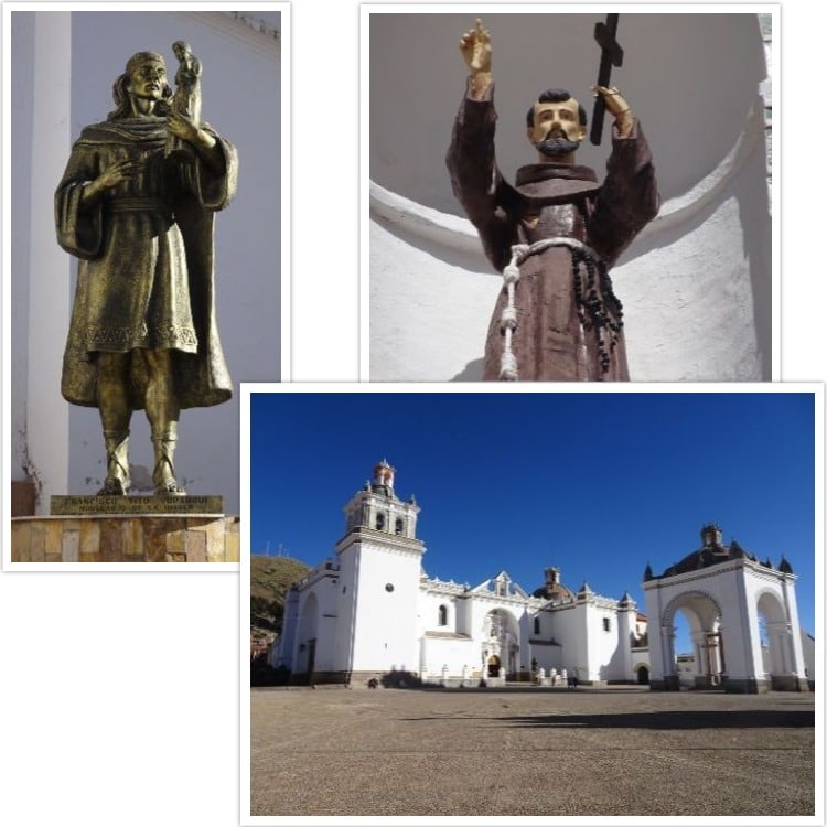 Basilique de la Vierge de Copacabana et statue en l'honneur de Tito Yupanqui